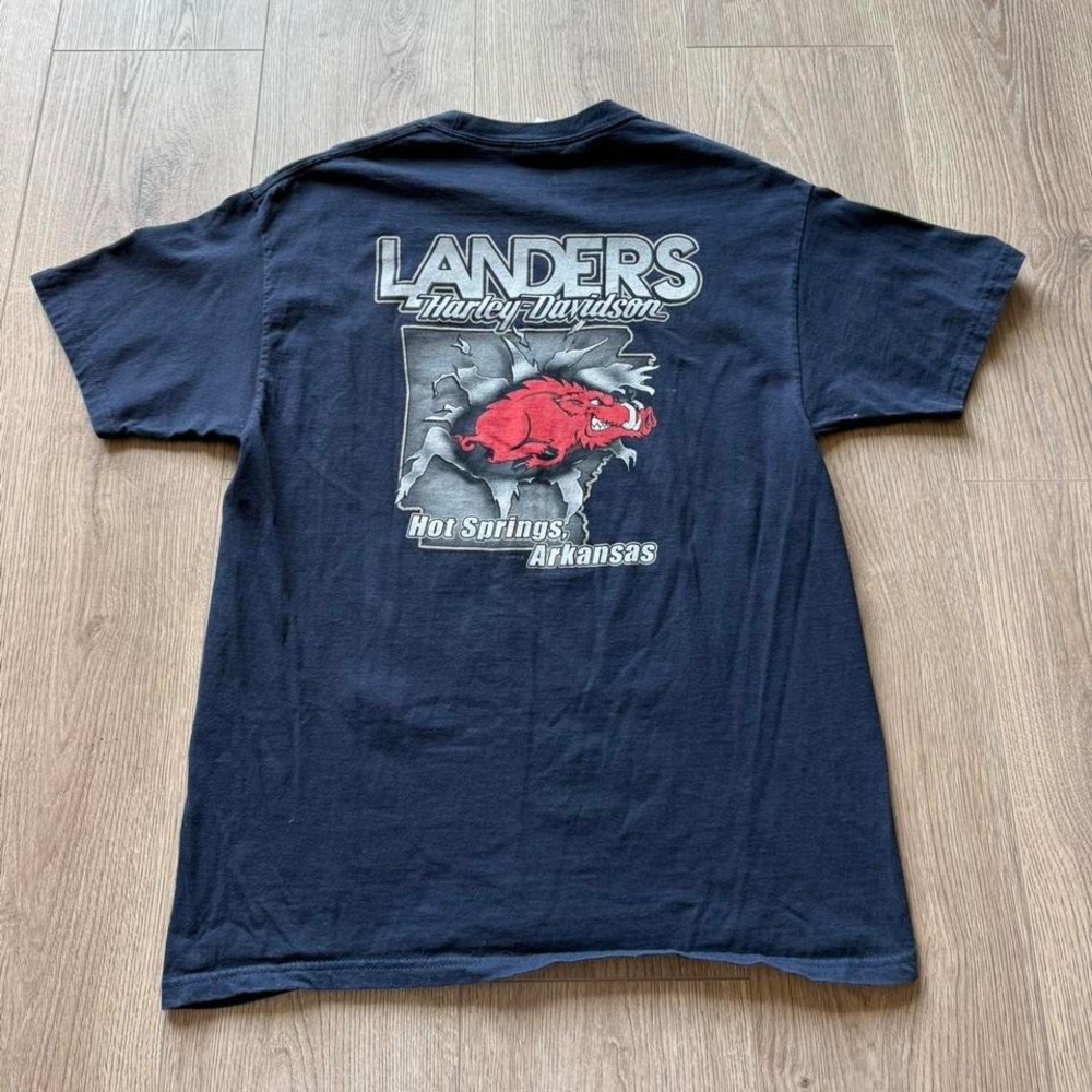 Harley Davidson Dealer Tee Landers Hot Springs Arkansas Graphic Shirt Large‎